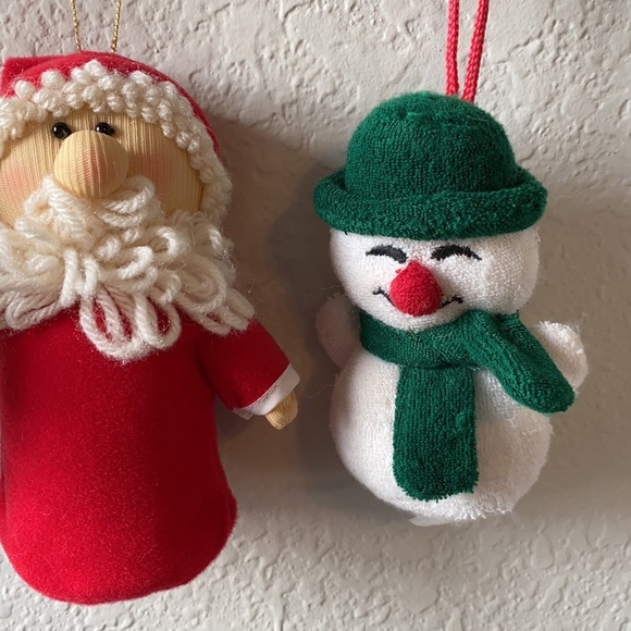 Vintage Christmas Fabric Ornaments Snow man Santa and Reindeer - Picture 4 of 12